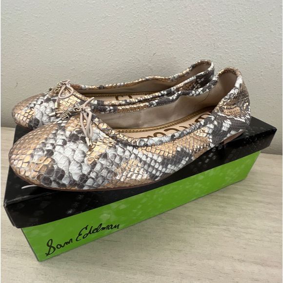 Sam Edelman Felicia Women Sz 10 Snakeskin Print Ballet Flats Genuine Leather $13 - Picture 1 of 12
